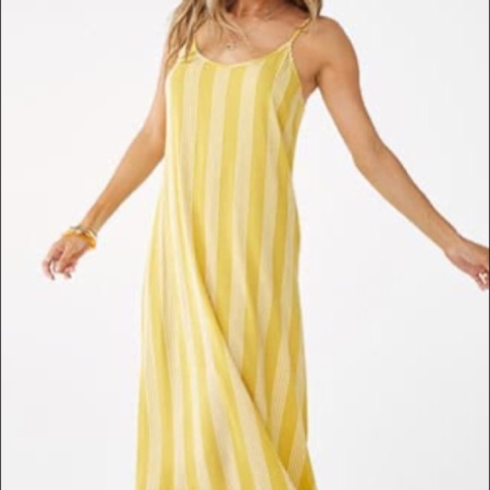 Forever 21 Yellow Striped Maxi Dress